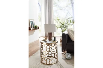 Sido bord Wohnling Äkta marmor rund 44 cm honungskake-optik bas modern - Möbler - Bord & matgrupp - Avlastningsbord & sidobord - Lampbord & sidobord