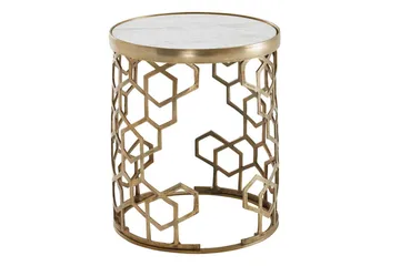 Sido bord Wohnling Äkta marmor rund 44 cm honungskake-optik bas modern - Möbler - Bord & matgrupp - Avlastningsbord & sidobord - Lampbord & sidobord