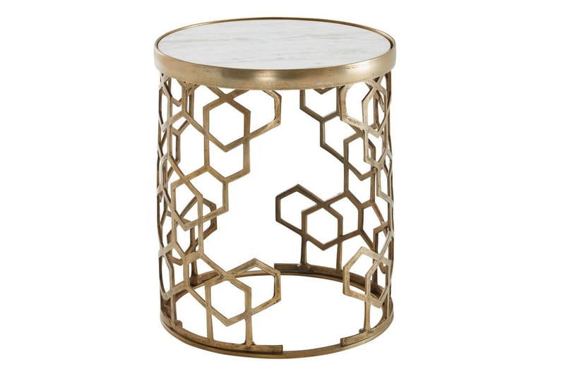 Sido bord Wohnling Äkta marmor rund 44 cm honungskake-optik bas modern