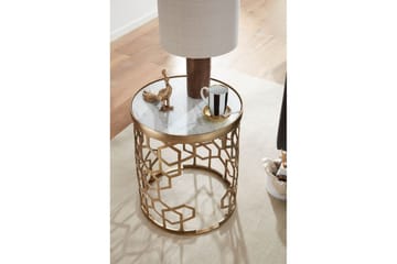 Sido bord Wohnling Äkta marmor rund 44 cm honungskake-optik bas modern - Möbler - Bord & matgrupp - Avlastningsbord & sidobord - Lampbord & sidobord