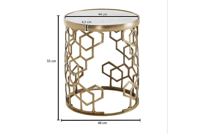 Sido bord Wohnling Äkta marmor rund 44 cm honungskake-optik bas modern - Möbler - Bord & matgrupp - Avlastningsbord & sidobord - Lampbord & sidobord