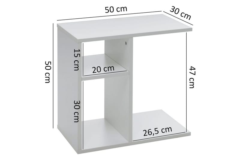 Sido bord Wohnling folierad spånskiva 50 cm, modern loftstil Vit - Vit - Möbler - Bord & matgrupp - Avlastningsbord & sidobord - Lampbord & sidobord