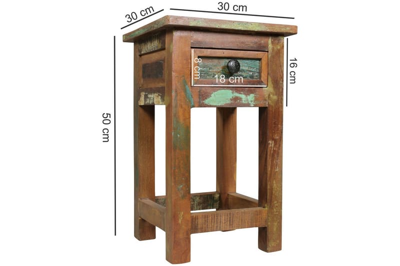 Sido bord Wohnling Massivt återvunnet trä Kolkutta låda Industriell - Möbler - Bord & matgrupp - Avlastningsbord & sidobord - Lampbord & sidobord