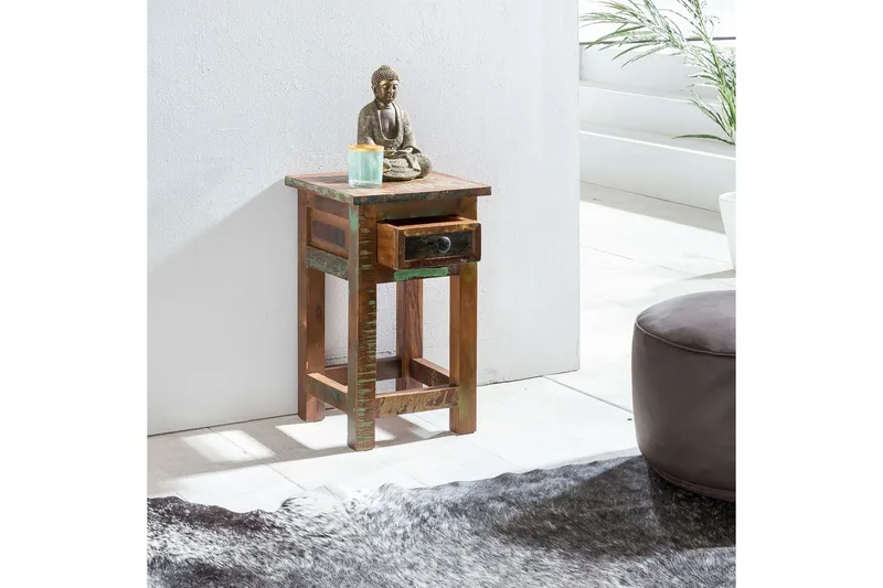 Sido bord Wohnling Massivt återvunnet trä Kolkutta låda Industriell - Möbler - Bord & matgrupp - Avlastningsbord & sidobord - Lampbord & sidobord