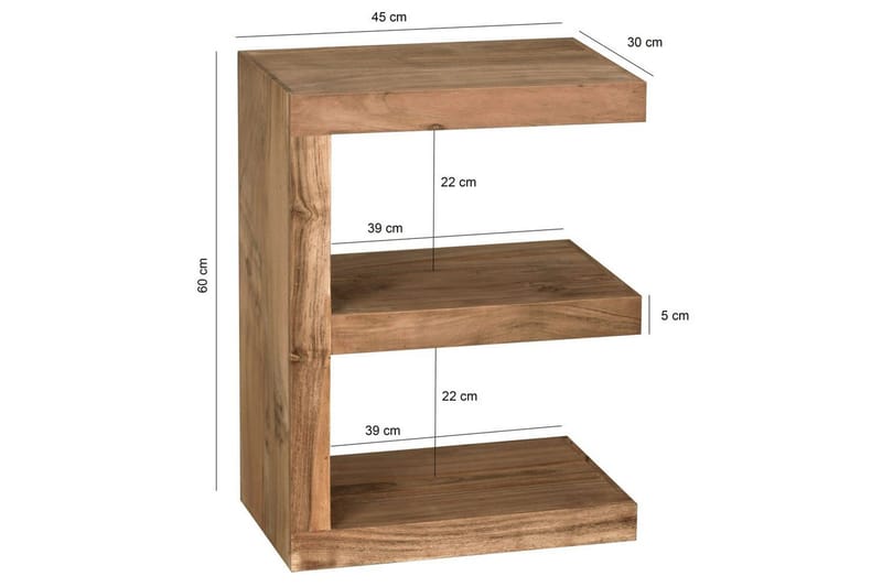 Sido bord Wohnling Massivt trä, E-kub, lantlig stil Akacia - Akacia - Möbler - Bord & matgrupp - Avlastningsbord & sidobord - Brickbord & småbord