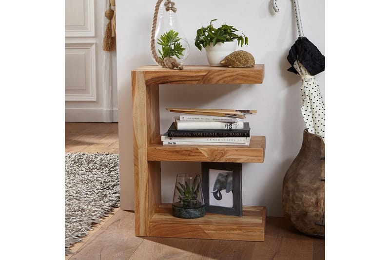Sido bord Wohnling Massivt trä, E-kub, lantlig stil Akacia - Akacia - Möbler - Bord & matgrupp - Avlastningsbord & sidobord - Lampbord & sidobord