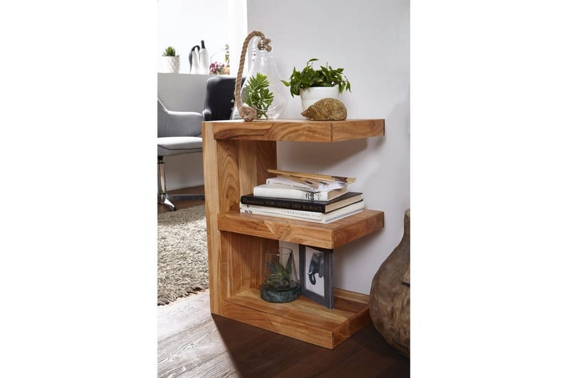 Sido bord Wohnling Massivt trä, E-kub, lantlig stil Akacia - Akacia - Möbler - Bord & matgrupp - Avlastningsbord & sidobord - Lampbord & sidobord