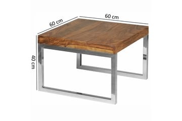 Sido bord Wohnling massivt trä, kvadratisk med metallkromben, herrgårdsstil 60x60 cm - 60x60 cm - Möbler - Bord & matgrupp - Avlastningsbord & sidobord - Lampbord & sidobord