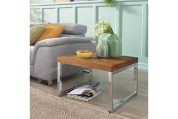 Sido bord Wohnling massivt trä, kvadratisk med metallkromben, herrgårdsstil 60x60 cm - 60x60 cm - Möbler - Bord & matgrupp - Avlastningsbord & sidobord - Lampbord & sidobord