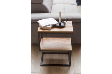 Sido bord Wohnling Massivt trä, S Cube, metallram i lantlig stil Akacia - Akacia - Möbler - Bord & matgrupp - Avlastningsbord & sidobord - Lampbord & sidobord