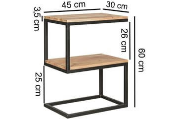 Sido bord Wohnling Massivt trä, S Cube, metallram i lantlig stil Akacia - Akacia - Möbler - Bord & matgrupp - Avlastningsbord & sidobord - Lampbord & sidobord