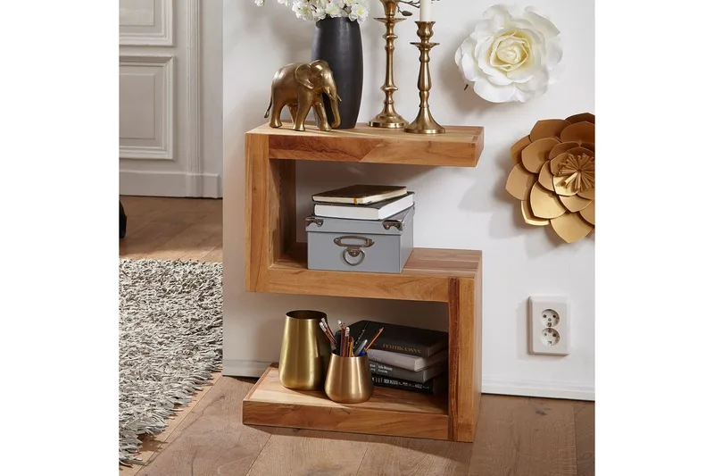 Sido bord Wohnling Massivt trä, S-kub, lantlig stil Akacia - Akacia - Möbler - Bord & matgrupp - Avlastningsbord & sidobord - Brickbord & småbord