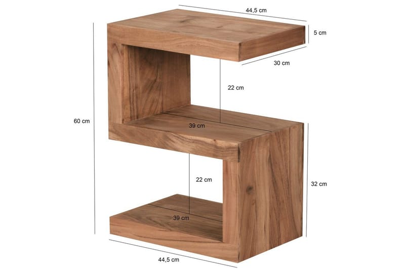 Sido bord Wohnling Massivt trä, S-kub, lantlig stil Akacia - Akacia - Möbler - Bord & matgrupp - Avlastningsbord & sidobord - Brickbord & småbord