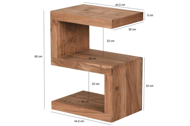 Sido bord Wohnling Massivt trä, S-kub, lantlig stil Akacia - Akacia - Möbler - Bord & matgrupp - Avlastningsbord & sidobord - Lampbord & sidobord