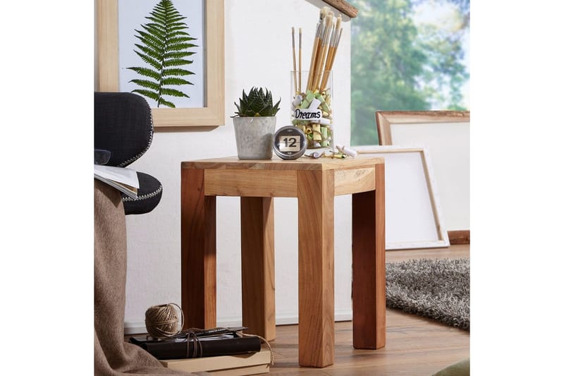 Sido bord Wohnling massivt trä 35x35cm med träben, lantlig stil Akacia - Akacia - Möbler - Bord & matgrupp - Avlastningsbord & sidobord - Lampbord & sidobord