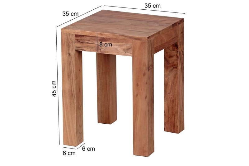 Sido bord Wohnling massivt trä 35x35cm med träben, lantlig stil Akacia - Akacia - Möbler - Bord & matgrupp - Avlastningsbord & sidobord - Lampbord & sidobord