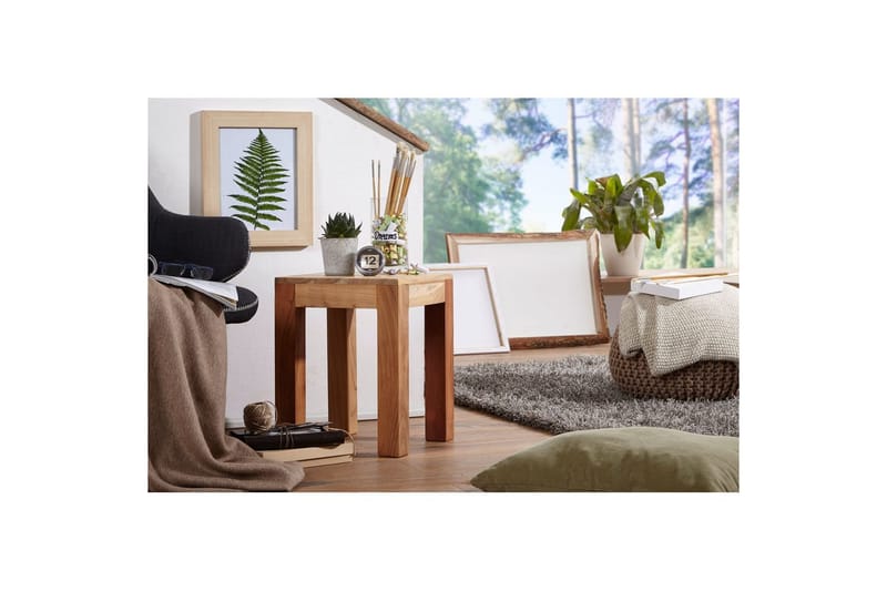 Sido bord Wohnling massivt trä 35x35cm med träben, lantlig stil Akacia - Akacia - Möbler - Bord & matgrupp - Avlastningsbord & sidobord - Lampbord & sidobord