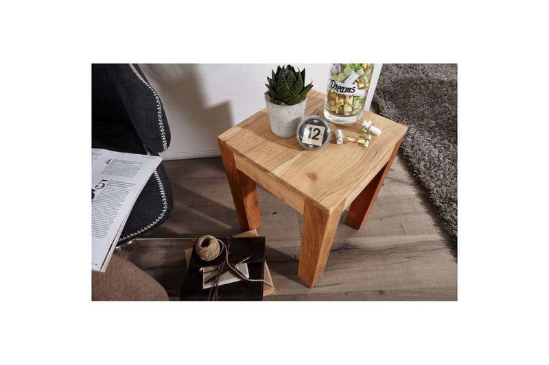 Sido bord Wohnling massivt trä 35x35cm med träben, lantlig stil Akacia - Akacia - Möbler - Bord & matgrupp - Avlastningsbord & sidobord - Lampbord & sidobord