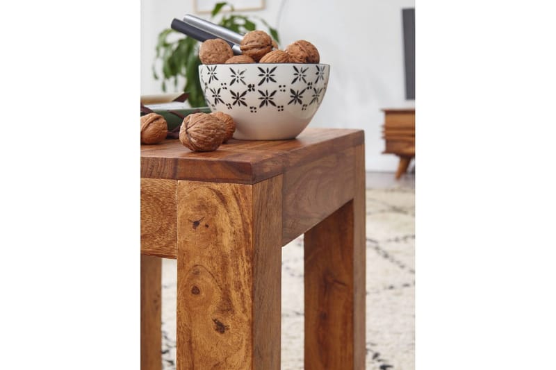 Sido bord Wohnling massivt trä 35x35cm med träben, lantlig stil Rosenträ - Rosenträ - Möbler - Bord & matgrupp - Avlastningsbord & sidobord - Lampbord & sidobord