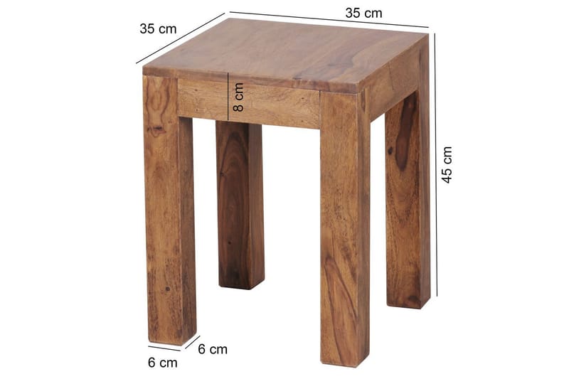 Sido bord Wohnling massivt trä 35x35cm med träben, lantlig stil Rosenträ - Rosenträ - Möbler - Bord & matgrupp - Avlastningsbord & sidobord - Lampbord & sidobord