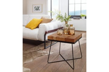 Sido bord Wohnling Massivt trä Blockstil Pulverlackerad metallram Industriell - Möbler - Bord & matgrupp - Avlastningsbord & sidobord - Lampbord & sidobord