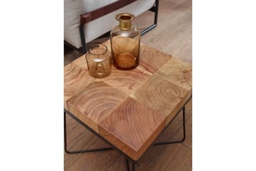 Sido bord Wohnling Massivt trä Blockstil Pulverlackerad metallram Industriell - Möbler - Bord & matgrupp - Avlastningsbord & sidobord - Lampbord & sidobord