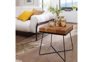 Sido bord Wohnling Massivt trä Blockstil Pulverlackerad metallram Industriell - Möbler - Bord & matgrupp - Avlastningsbord & sidobord - Lampbord & sidobord