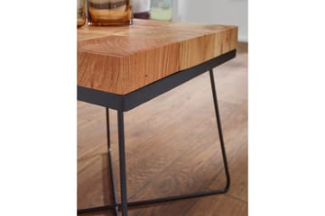 Sido bord Wohnling Massivt trä Blockstil Pulverlackerad metallram Industriell - Möbler - Bord & matgrupp - Avlastningsbord & sidobord - Lampbord & sidobord