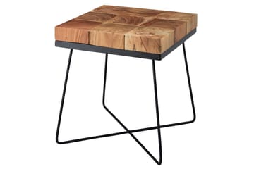 Sido bord Wohnling Massivt trä Blockstil Pulverlackerad metallram Industriell - Möbler - Bord & matgrupp - Avlastningsbord & sidobord - Lampbord & sidobord