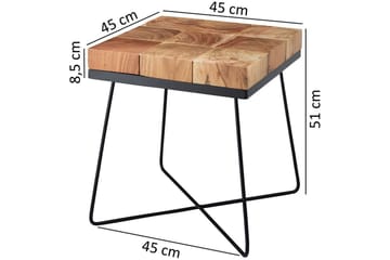 Sido bord Wohnling Massivt trä Blockstil Pulverlackerad metallram Industriell - Möbler - Bord & matgrupp - Avlastningsbord & sidobord - Lampbord & sidobord
