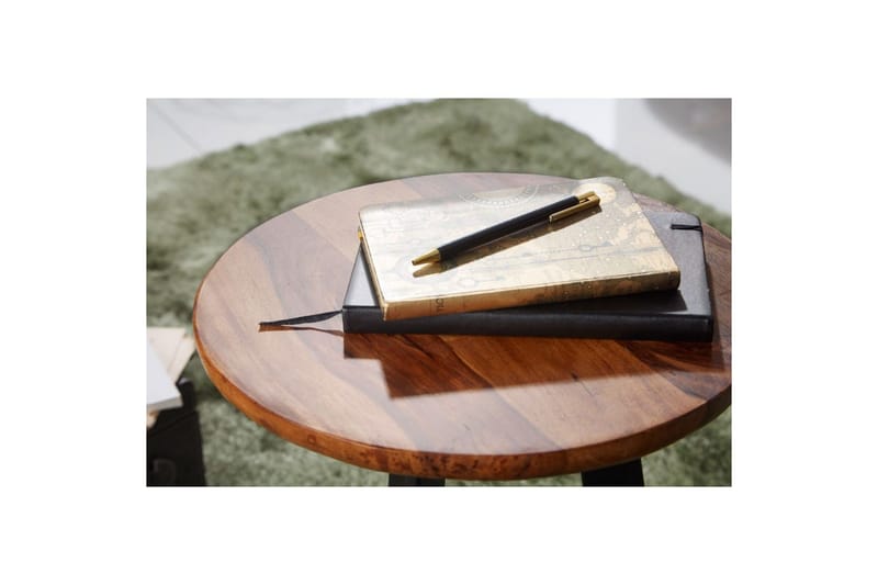 Sido bord Wohnling massivt trä svart metallram rund 35 cm, industriell loftstil 45 cm - 45 cm - Möbler - Bord & matgrupp - Avlastningsbord & sidobord - Lampbord & sidobord