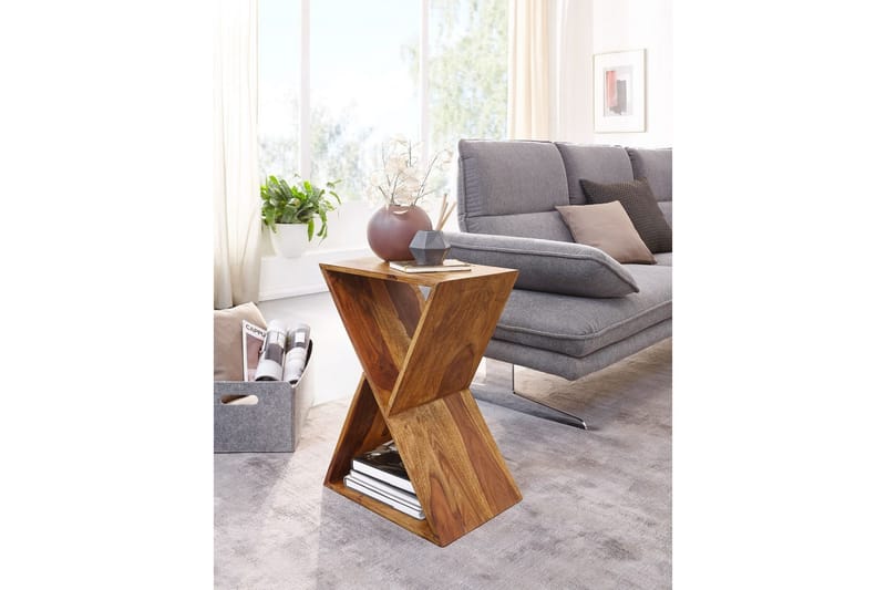 Sido bord Wohnling Massivt trä X-form med förvaringsutrymme lantlig stil - Möbler - Bord & matgrupp - Avlastningsbord & sidobord - Lampbord & sidobord