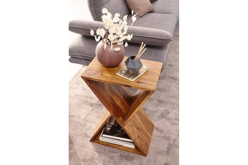 Sido bord Wohnling Massivt trä X-form med förvaringsutrymme lantlig stil - Möbler - Bord & matgrupp - Avlastningsbord & sidobord - Lampbord & sidobord