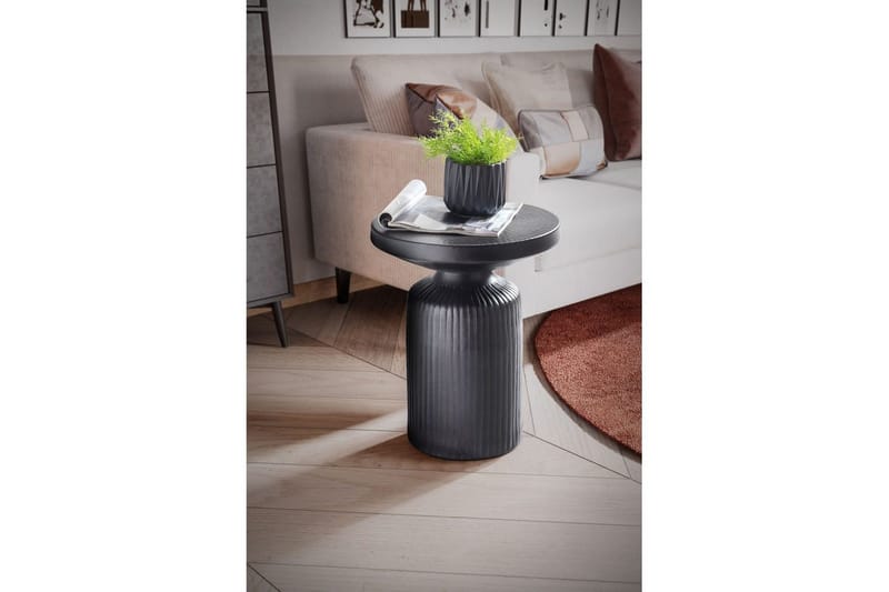 Sido bord Wohnling Metall Rund 40 cm Svart Hamrad Look Industriell - Möbler - Bord & matgrupp - Avlastningsbord & sidobord - Lampbord & sidobord