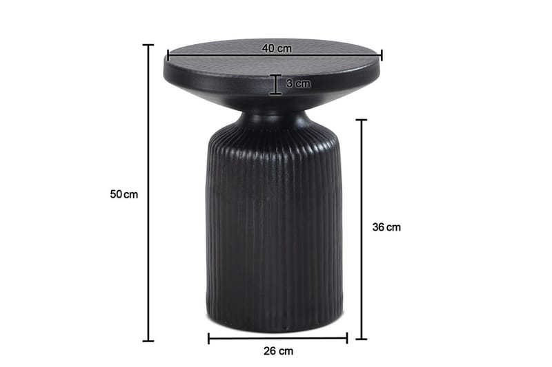 Sido bord Wohnling Metall Rund 40 cm Svart Hamrad Look Industriell - Möbler - Bord & matgrupp - Avlastningsbord & sidobord - Lampbord & sidobord