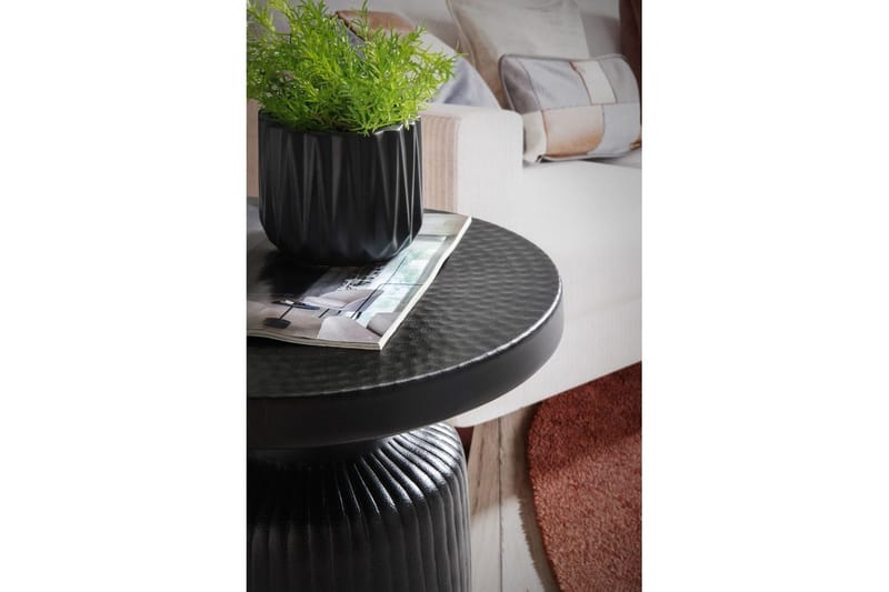 Sido bord Wohnling Metall Rund 40 cm Svart Hamrad Look Industriell - Möbler - Bord & matgrupp - Avlastningsbord & sidobord - Lampbord & sidobord