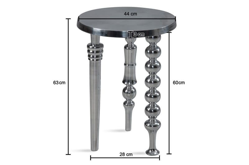 Sido bord Wohnling Metall Rund 44 cm med 3 Olika Ben Modern - Möbler - Bord & matgrupp - Avlastningsbord & sidobord - Lampbord & sidobord