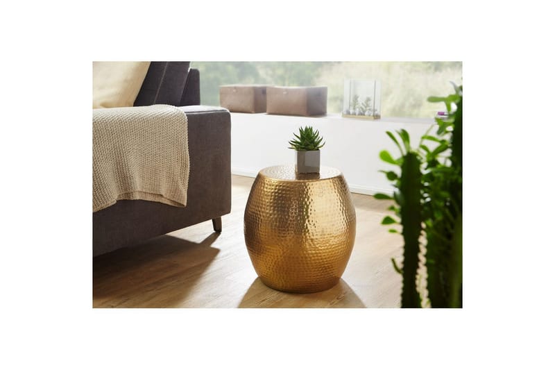 Sido bord Wohnling rund 30 cm, 42 cm höjd, aluminium med hamrat utseende, orientalisk stil Guld - Guld - Möbler - Bord & matgrupp - Avlastningsbord & sidobord - Brickbord & småbord