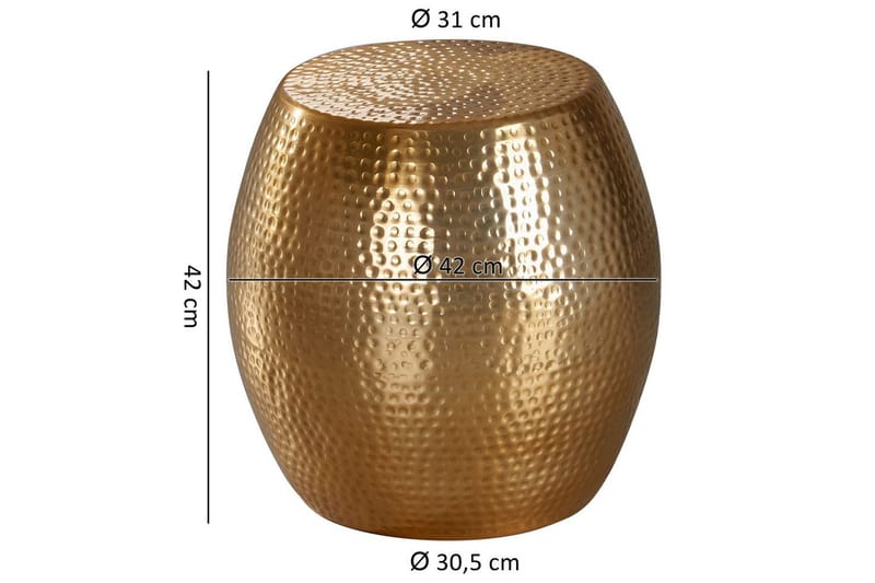 Sido bord Wohnling rund 30 cm, 42 cm höjd, aluminium med hamrat utseende, orientalisk stil Guld - Guld - Möbler - Bord & matgrupp - Avlastningsbord & sidobord - Lampbord & sidobord