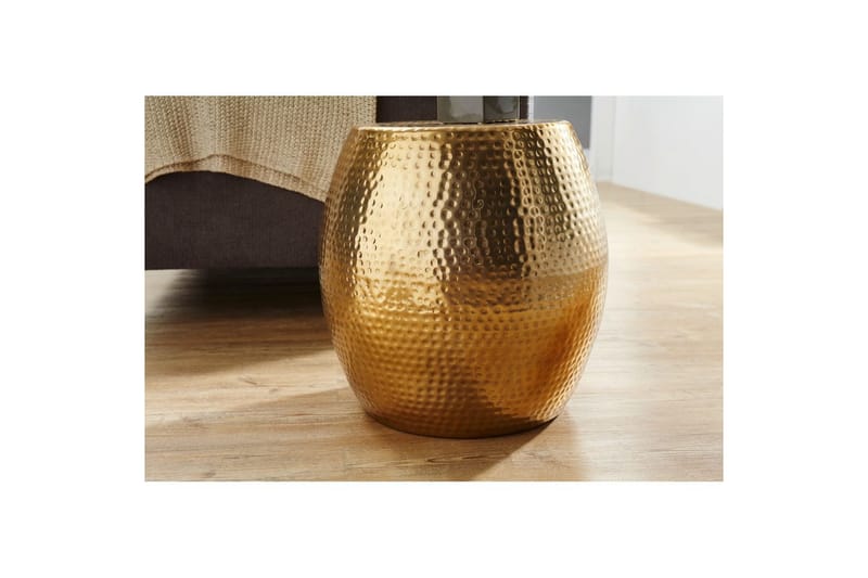 Sido bord Wohnling rund 30 cm, 42 cm höjd, aluminium med hamrat utseende, orientalisk stil Guld - Guld - Möbler - Bord & matgrupp - Avlastningsbord & sidobord - Lampbord & sidobord