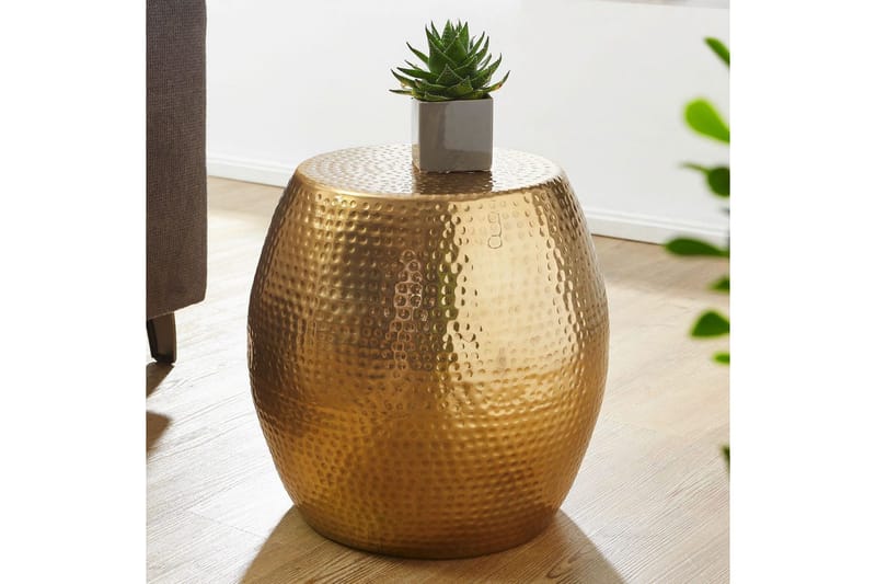 Sido bord Wohnling rund 30 cm, 42 cm höjd, aluminium med hamrat utseende, orientalisk stil Guld - Guld - Möbler - Bord & matgrupp - Avlastningsbord & sidobord - Brickbord & småbord
