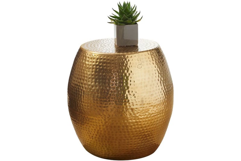 Sido bord Wohnling rund 30 cm, 42 cm höjd, aluminium med hamrat utseende, orientalisk stil Guld, Guld
