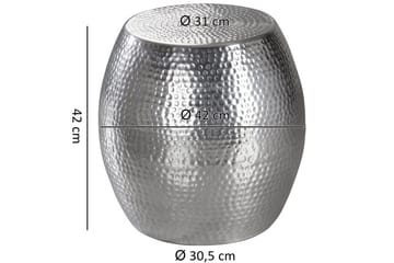 Sido bord Wohnling rund 30 cm, 42 cm höjd, aluminium med hamrat utseende, orientalisk stil Silver - Silver - Möbler - Bord & matgrupp - Avlastningsbord & sidobord - Brickbord & småbord