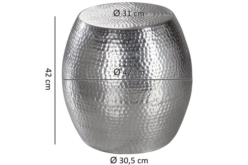 Sido bord Wohnling rund 30 cm, 42 cm höjd, aluminium med hamrat utseende, orientalisk stil Silver - Silver - Möbler - Bord & matgrupp - Avlastningsbord & sidobord - Brickbord & småbord