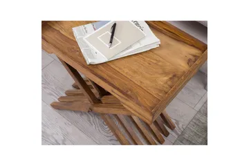 Sido bord Wohnling Rustik massivt trä hopfällbar korsbensdesign lantligt - Möbler - Bord & matgrupp - Avlastningsbord & sidobord - Brickbord & småbord