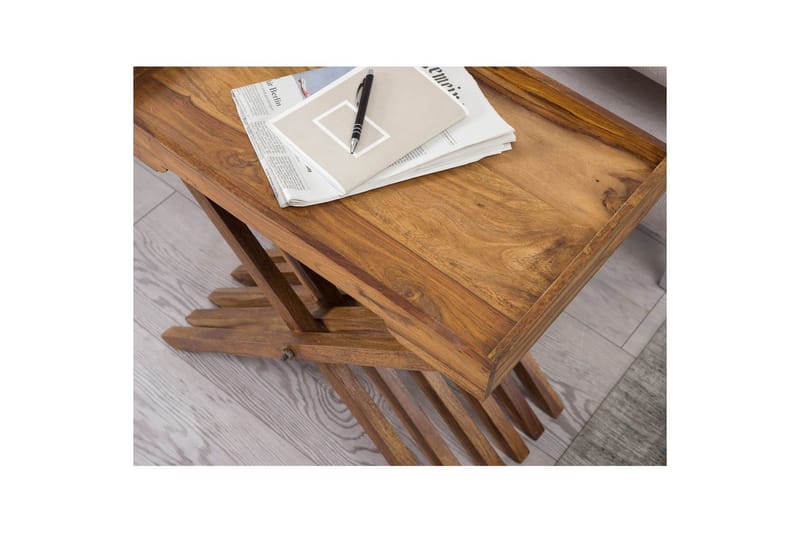 Sido bord Wohnling Rustik massivt trä hopfällbar korsbensdesign lantligt - Möbler - Bord & matgrupp - Avlastningsbord & sidobord - Brickbord & småbord