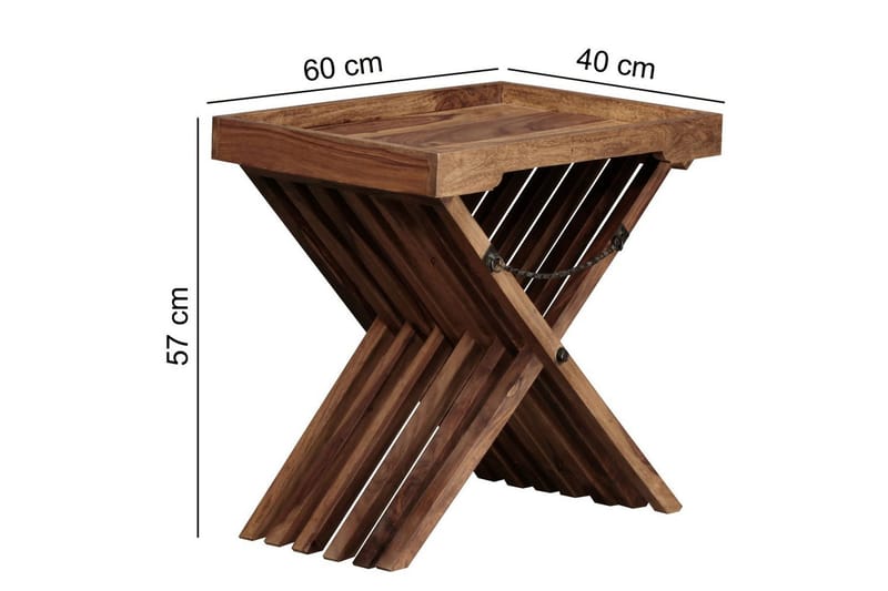 Sido bord Wohnling Rustik massivt trä hopfällbar korsbensdesign lantligt - Möbler - Bord & matgrupp - Avlastningsbord & sidobord - Brickbord & småbord