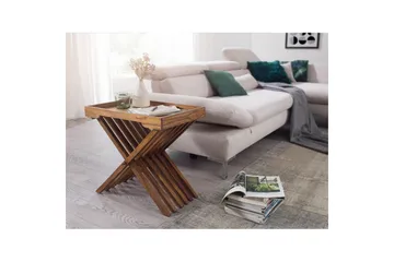 Sido bord Wohnling Rustik massivt trä hopfällbar korsbensdesign lantligt - Möbler - Bord & matgrupp - Avlastningsbord & sidobord - Brickbord & småbord