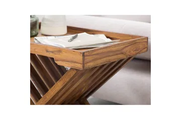 Sido bord Wohnling Rustik massivt trä hopfällbar korsbensdesign lantligt - Möbler - Bord & matgrupp - Avlastningsbord & sidobord - Brickbord & småbord