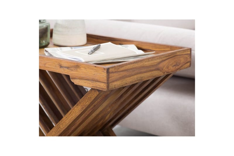 Sido bord Wohnling Rustik massivt trä hopfällbar korsbensdesign lantligt - Möbler - Bord & matgrupp - Avlastningsbord & sidobord - Brickbord & småbord